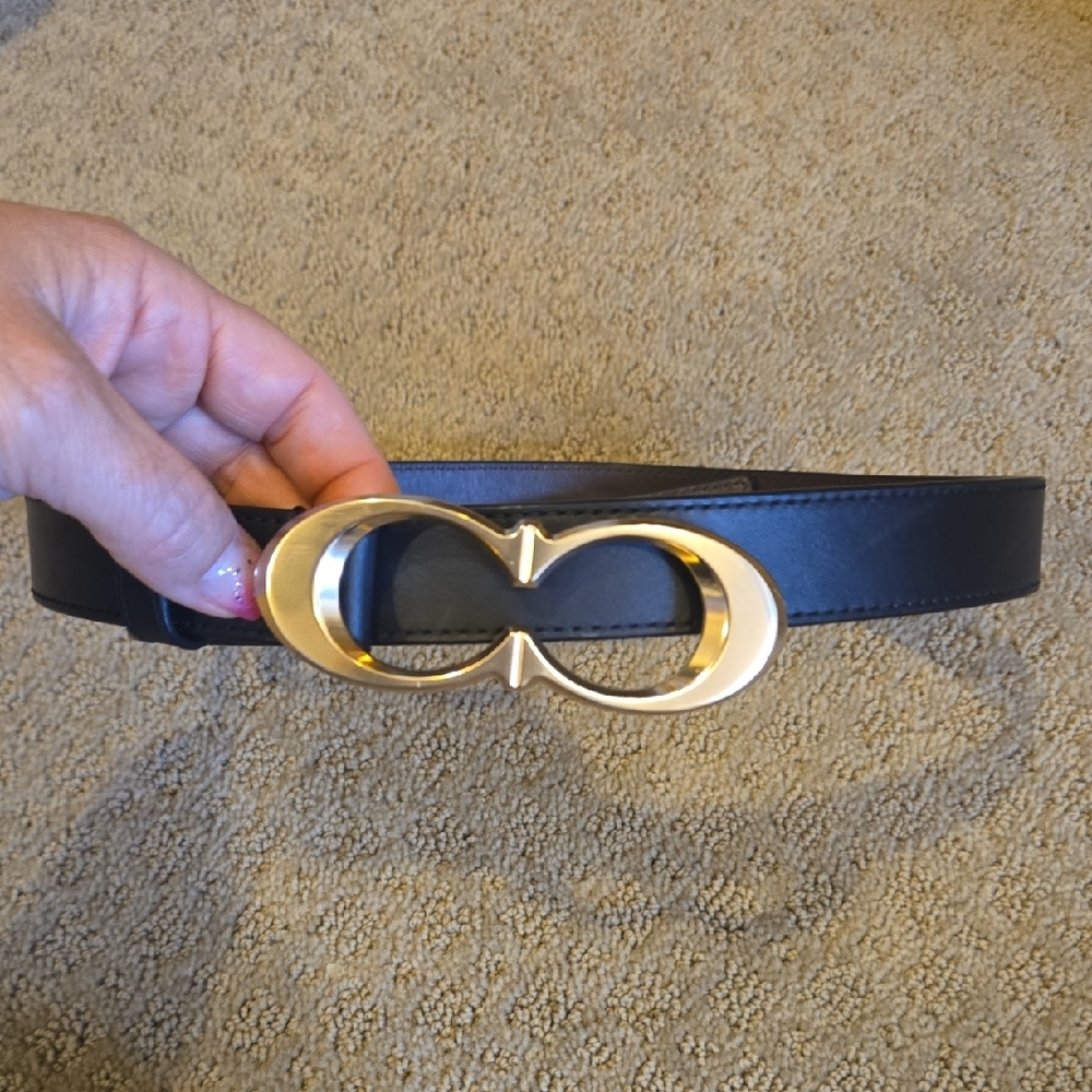 Black Leather COACH Belt